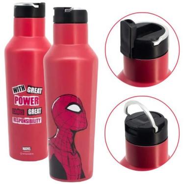 Imagem de Garrafa De Água Homem Aranha 600ml Squeeze Térmica Com Canudo - ZC