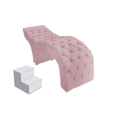 Imagem de Maca Estética Curva com Escada Salão Sobrancelha Cílios Veludo Rs Cl