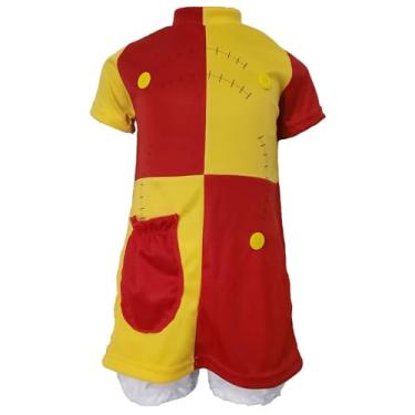 Imagem de Fantasia Infantil Boneca de Pano Vermelha e Amarela Conjunto com Vestido, Shorts e Peruca (14)
