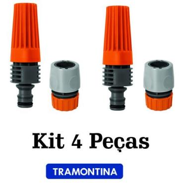 Imagem de Kit Esguicho + Engate Rápido para Mangueira Tramontina 4pç