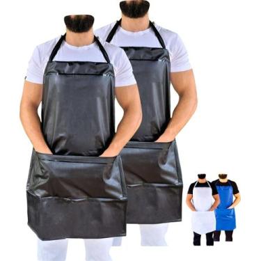 Imagem de KIT 2 Avental Impermeável bolso churrasqueiro garçom chef cozinha chur
