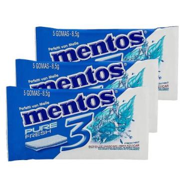Imagem de Chiclete Mentos Pure Fresh 3 Sabor Fresh Mint Sem Açúcar 8,5g com 5 Un
