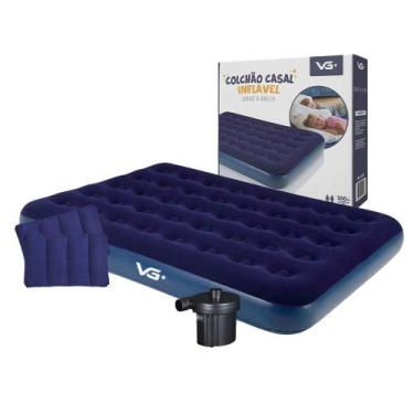 Imagem de Colchão Casal Inflável + 2 Travesseiros + Bomba Elétrica Vg Plus, 220V