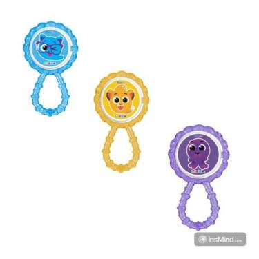 Imagem de Chocalho Mordedor Para Bebê Macio Flexível Bolofofos BabyGo, Pow Roxo