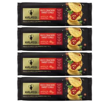 Imagem de Kit 4 Biscoito Snack De Arroz Kalassi Sabor Pimenta 100 Gr