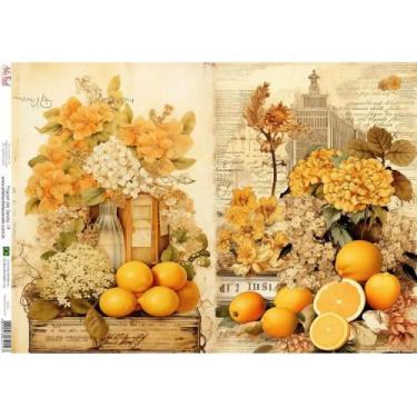 Imagem de Papel de Seda Arte Fácil Arranjo de Flor com Laranjas - SE-019