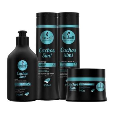 Imagem de Kit Haskell Cachos Sim Sh Cond Masc 300ml e Leave in 300g