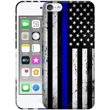 Imagem de GlamCase Para iPod Touch 7ª/6ª/5ª geração - Thin Blue Line EUA bandeira da polícia design grunge impresso fino e elegante capa traseira de plástico para iPod Touch 7/6/5