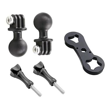 Imagem de Adaptador de montagem esférica de 2,5 cm para Insta360 One X3 X2 X R RS GO 2, GoPro Hero, compatível com suportes de cabeça esférica RAM tamanho B braço de soquete duplo