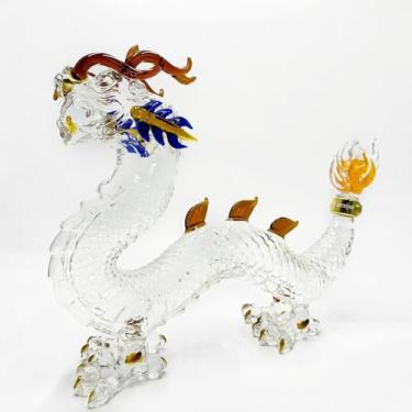 Imagem de Farxiya Decantador de dragão de 1000 ml, garrafa de uísque e vinho, garrafa de uísque e vinho em forma de dragão do zodíaco, garrafa de uísque de animal de vidro, decantador de vinho ou licor, 25 x 40