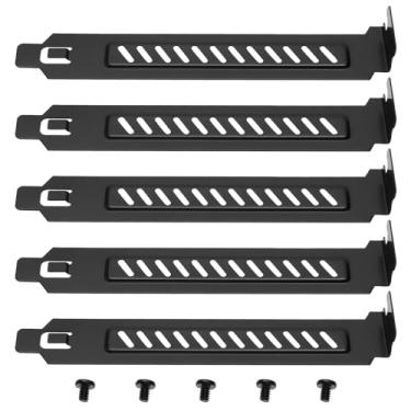 Imagem de Micro Traders 5 peças de liga de aço PCI Slot Cover Bracket Full Profile Expansion Slot Cover Plate Preto com parafusos para PC Case fluxo de ar e à prova de poeira, 120 x 20 x 12 mm