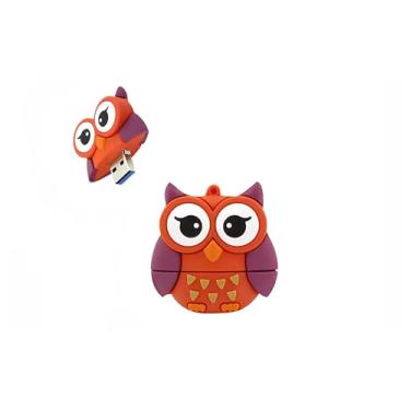 Imagem de Ecoodisk Pen Drive USB 3.0 de 128 GB com desenho animado de coruja fofa em bastão de memória de borracha de silicone Ainmal Pendrive