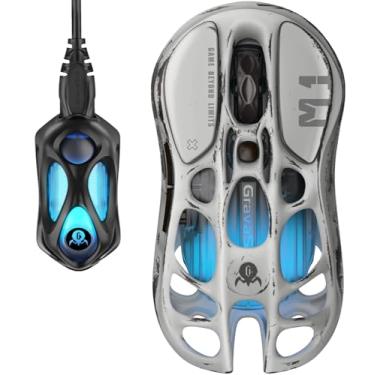 Imagem de Mouse de computador GravaStar, mouse para jogos sem fio Mercury M1 Pro com sensor PAW3395DM, acabamento vintage feito à mão em liga de magnésio, 26000 DPI, 5 botões programáveis, roupa com dongle 1K e