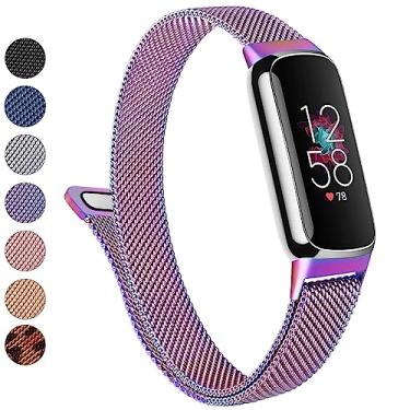 Imagem de Pulseira de metal para Fitbit Luxe Pulseiras femininas e masculinas, pulseira magnética ajustável de malha de aço inoxidável, compatível com Fitbit Luxe Fitness e rastreador de bem-estar (colorido)