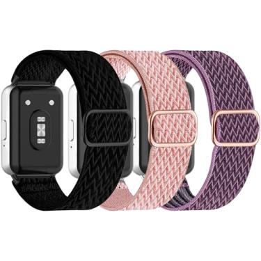 Imagem de Pulseiras de nylon elásticas compatíveis com Samsung Galaxy Fit 3, pulseiras de substituição de nylon elástico respiráveis ajustáveis para Galaxy Fit3 SM-R390 Watch feminino e masculino (302)
