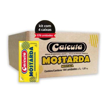 Imagem de 4Un Caixa De Sachês Mostarda Calcutá Amarela 7G Para Lanches Frango Sa
