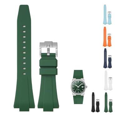 Imagem de Pulseira de borracha de liberação rápida de 11 mm para Tissot PRX Powermatic 80 de 35 mm, pulseiras de relógio de substituição com fivela para Tissot PRX Series - várias cores (verde)