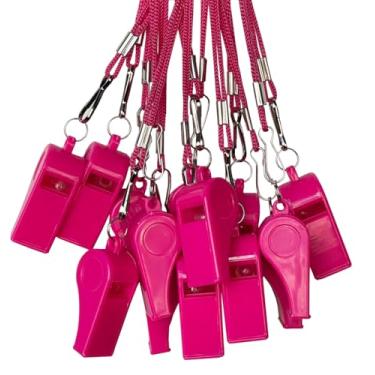 Imagem de DYBADYSA 20 peças apitos altos de plástico rosa com cordão para árbitro treinadores basquete futebol esporte treinamento jogo evento salva-vidas sobrevivência emergência diversão escola crianças conjunto de ferramentas fornecedores