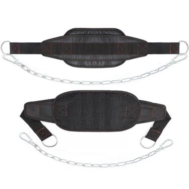 Imagem de Leesvilary Cinto de mergulho fitness com corrente para levantamento de peso, cinto de mergulho, acessório de couro para cinto de mergulho, levantamento de peso e exercícios de musculação, suporte de