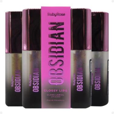 Imagem de Kit Gloss Labial Ruby Rose Obsidian Glossy Lips Com 4 
