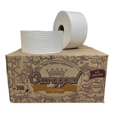 Imagem de Papel Higiênico Branco Folha Dupla Ouroppel Cx C/8 Rolos - Ouropel