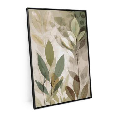 Imagem de Quadro Folhas Verdes Com Moldura 90x60 Moderno Para Sala - Bimper Quad