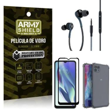 Imagem de Kit Moto G50 5G Fone Extreme + Capa Anti Impacto + Película Vidro 3D -