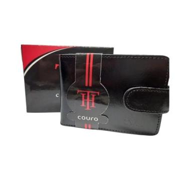 Imagem de Carteira Masculina com Botão em Couro Classica Original Masculina Home