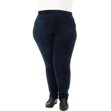 Imagem de Calça Plus Size Feminina Anistia Fuso Veludo Cotele Marinho, Azul mari