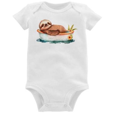 Imagem de Body Bebê Ursinho Panda Relaxando Na Piscina - Foca na Moda, Branco, G