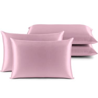 Imagem de 4 Fronhas Charmousse Alto Brilho Seda Cetim Anti Frizz - Raga Decoraçõ