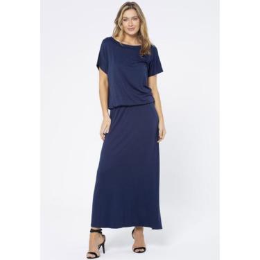 Imagem de Vestido Longo Morcego Malha Azul Marinho - Amazonia Vital