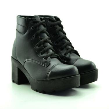 Imagem de Bota Coturno Salto Alto Confortável FootFlex, Preto, 36