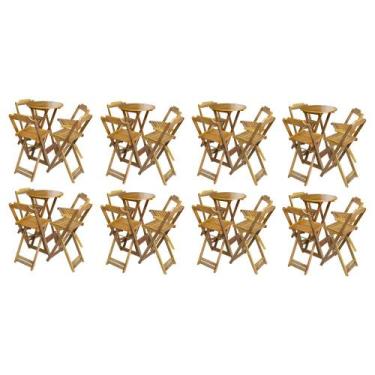 Imagem de Kit 8 Jogos de Mesa Bistrô de Madeira com 4 Cadeiras Dobravel Ideal pa