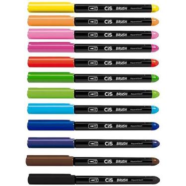 Imagem de Caneta Ponta Pincel Brush Pen CIS Aquarelavél 15 Cores (Marcador Artís