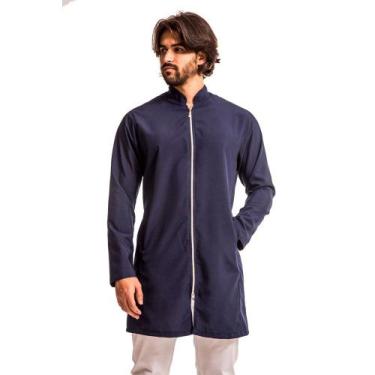 Imagem de Jaleco Masculino Azul Marinho Fechamento com Zíper Blanco Raro, M