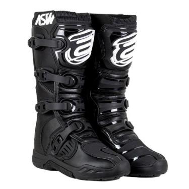 Imagem de Bota ASW Image Enduro Preto Branco Cross Motocross Trilha, 39, Preto