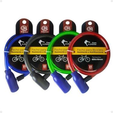 Imagem de Cadeado Fecho Bicicleta Reforçado Cabo Aço Com 2 Chaves 65cm - SQ Comé