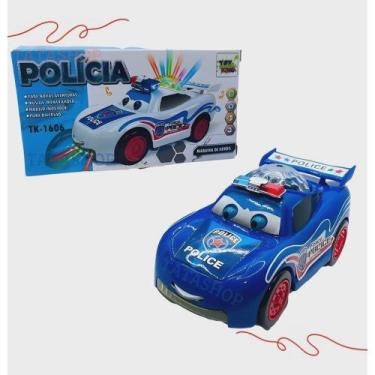 Imagem de Carrinho De Polícia Com Luzes Som Mexe O Olho E Língua 3 D Azul - Toy 