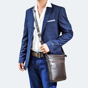 Imagem de Bolsa de Couro com Bolso Frontal Bauarte, Preto, M