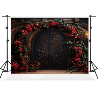 Imagem de Kate 2 × 2,3 m Vintage Castle Gate Rose Vine Backdrop Fotografia Interior Retrato Dia dos Namorados Mulheres Grávidas Fundo Fotografia Studio Adereços Foto Vídeo