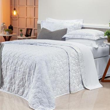 Imagem de Cobre Leito Colcha Casal Queen Bouti Dupla Face Micro Percal 400 Fios 