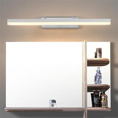 Imagem de LED com haste retrátil 180° ajustável moderno penteadeira luz espelho ferro acrílico para banheiro (40cm prata-luz quente)