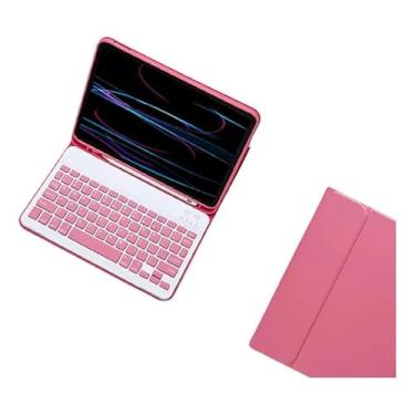 Imagem de Capa Para Tablet Com Teclado Bluetooth Para Samsung Tab S7 Plus/S7 FE/S8 Plus 12,4 Polegadas (Begônia Vermelho, Teclado comum)