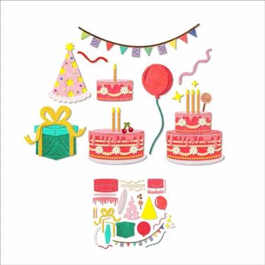 Imagem de XMZZMX Matrizes de corte de metal para bolo de festa de aniversário para fazer cartões, modelos de kit de recortes de papel em relevo, suprimentos de bolsos de armazenamento, álbuns de fotos, álbuns