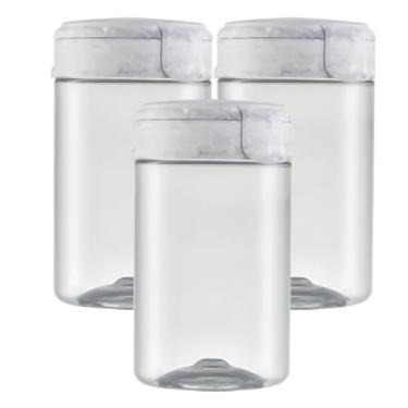 Imagem de Kit 3 Potes Porta Mantimento Organizaor Plástico Premium 1,5lt Tampa Marmorizada (Branco)