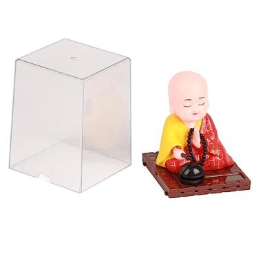 Imagem de Estatueta de Monge Movida a Energia Solar, Bonequinha Budista Fofa para Painel de Carro, Decorações de Escritório e Casa Com Design Automático de Bater Peixe, Atrair Dinheiro e