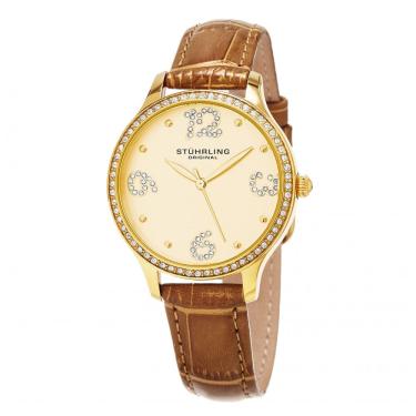 Imagem de Relógio Feminino Stuhrling 560 Quartzo 36mm, Marrom e Dourado