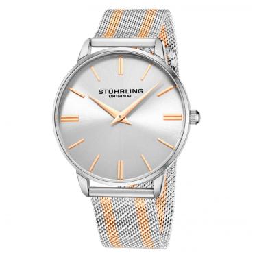 Imagem de Relógio Masculino Stuhrling Preston 3998 Quartzo 42mm, Prata e Rosa