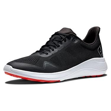 Imagem de FootJoy Tênis de golfe masculino Fj Flex estilo temporada anterior, Preto/branco/vermelho, 40
